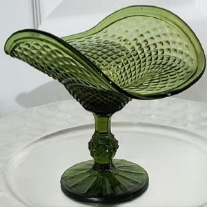 🎊Host Pick🎊Vntg Ivima Diamond Point Sage Green 6 1/4" Compote